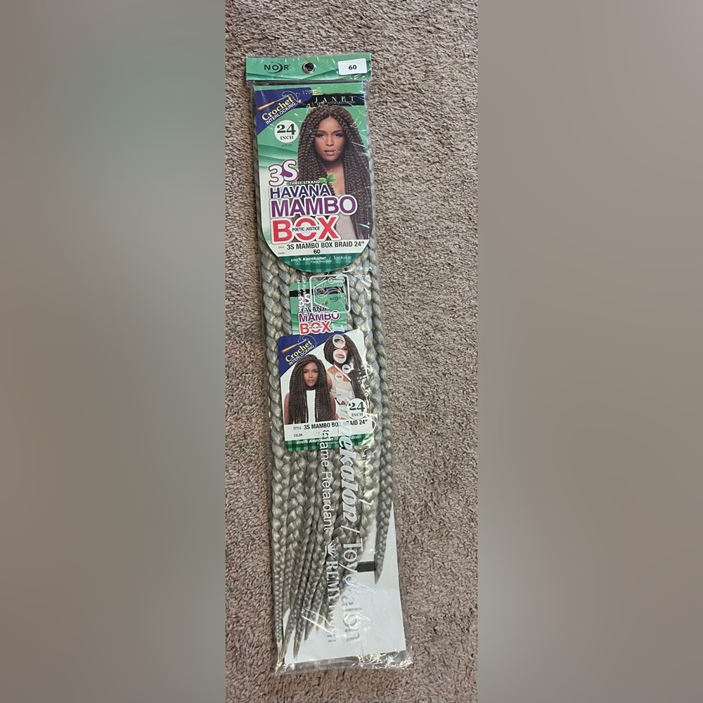 Janet Collection 3S Mambo Box Braids 24inches. Color #60. (3 packs)